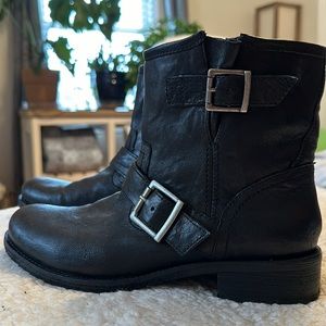 Trask Brenna Pull on Leather Moto Ankle Boot Black Women's sz 7.5